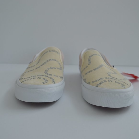vans slip on embroiled suede and canvas sun pastel cream pink sneaker shoes nwt - Picture 4 of 8